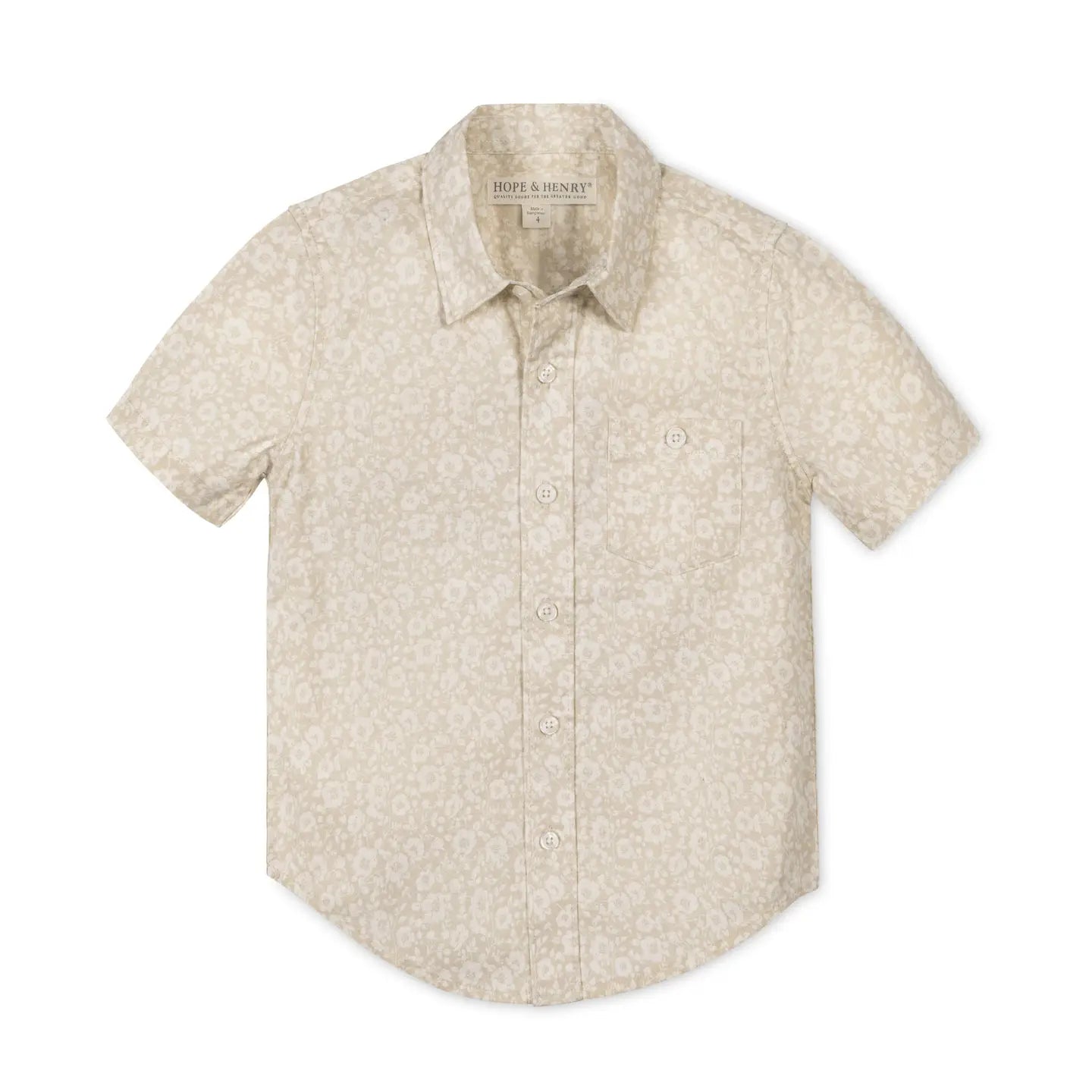 Hope and Henry Linen Short Sleeve Shirt - Sandy Floral