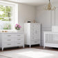 Bedroom with Franklin and Ben Beckett 6-Drawer Double Dresser - Warm White