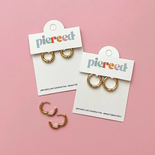Pierced Co Gold Huggies Child Earrings 