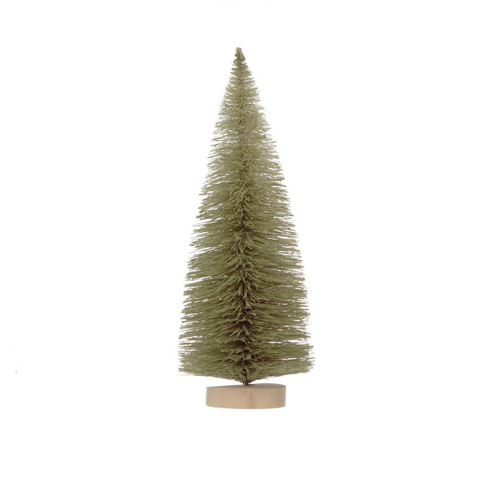 Creative Co-op Sisal Bottle Brush Tree with Wood Base - 4.25" x 12" - Green Matte