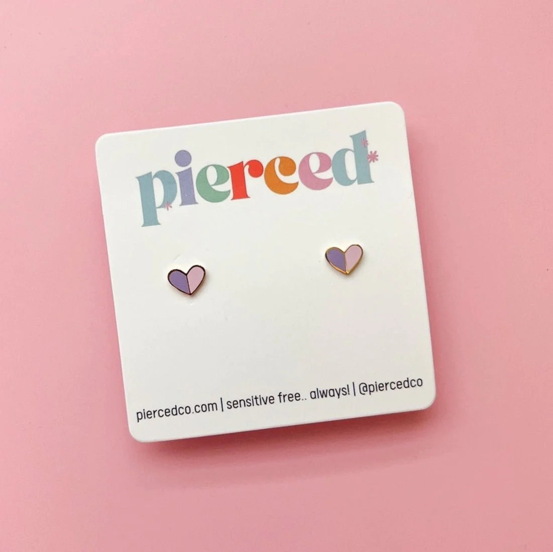 Pierced Co Heart Screw-Back Child Earrings - Pink/Purple