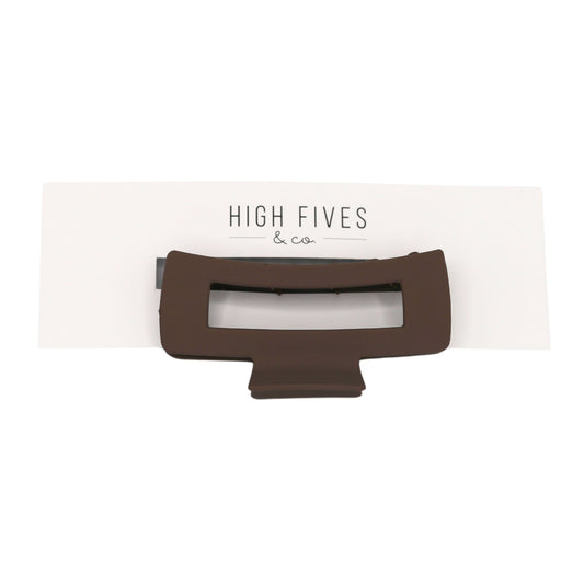 High Fives Women's Rectangle Claw Clip - Large - Weathered Brown