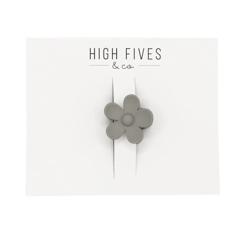 High Fives Flower Hair Claw Clips - 1.35" - Light Grey