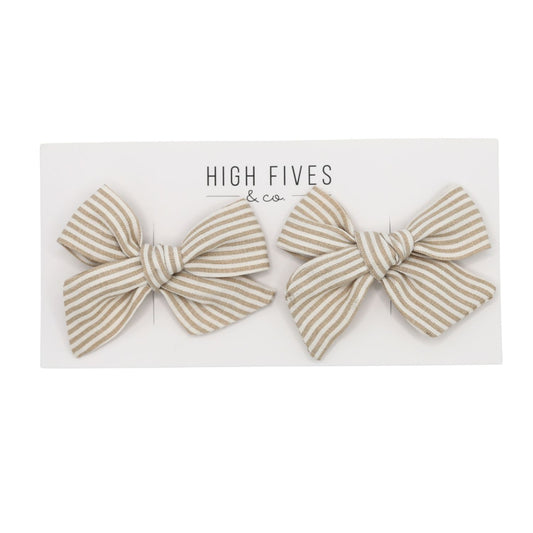High Fives Printed Linen Bow Clips - Piggy Set