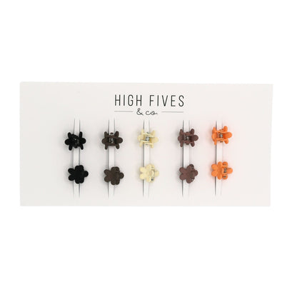 High Fives Mini Flower Hair Claw Clips 1.4cm - Set of 10 - Matte Shadow Tones