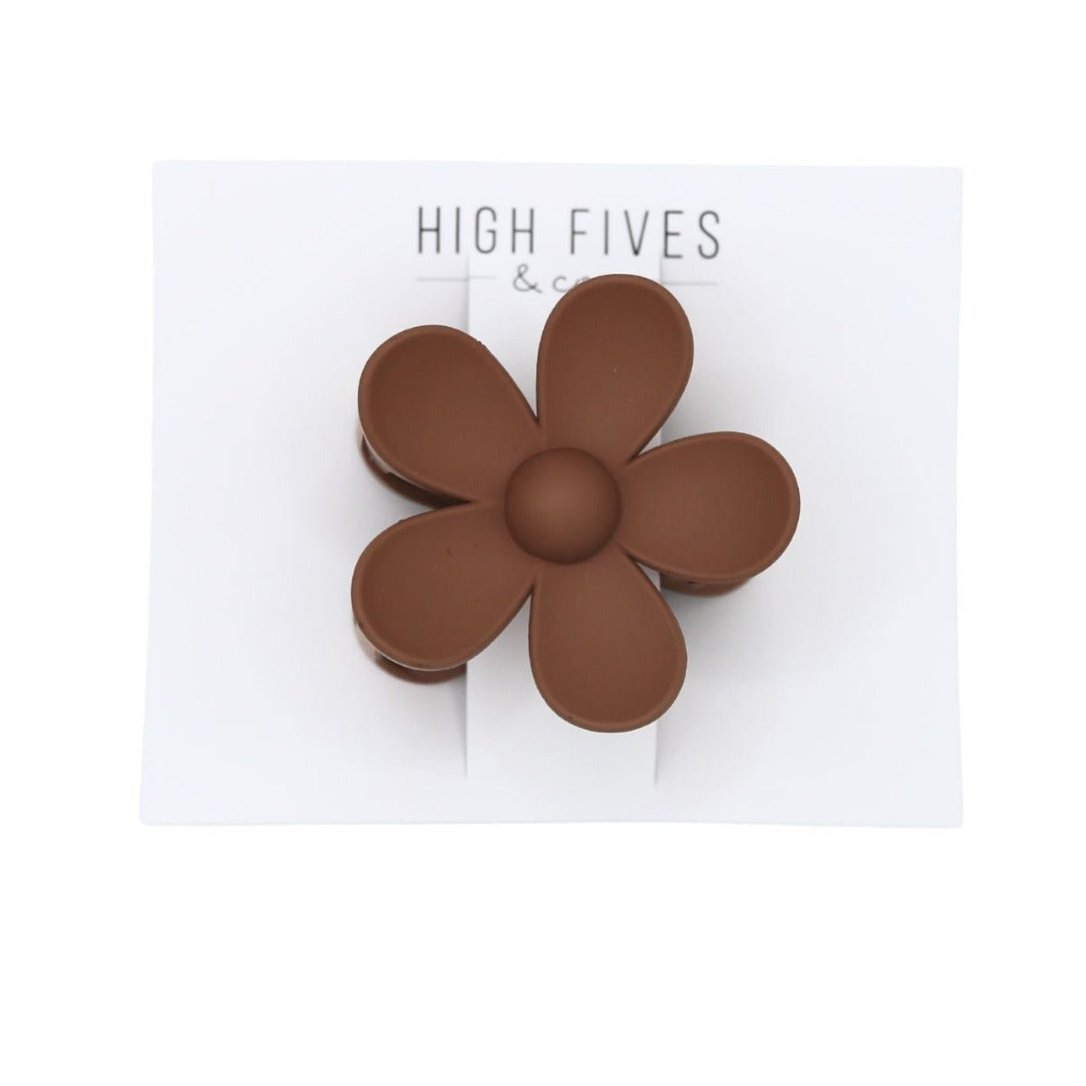 High Fives Flower Hair Claw Clips 2.95" - Almond Brown