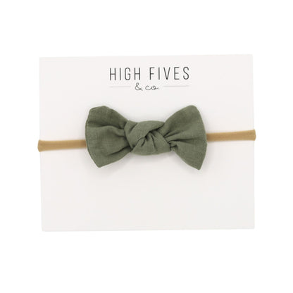 High Fives Linen Knot Bow Nylon Headband