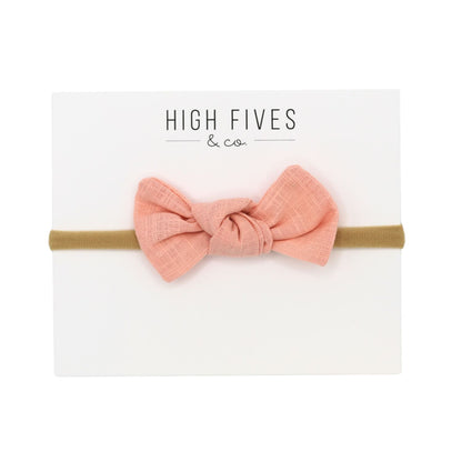 High Fives Linen Knot Bow Nylon Headband