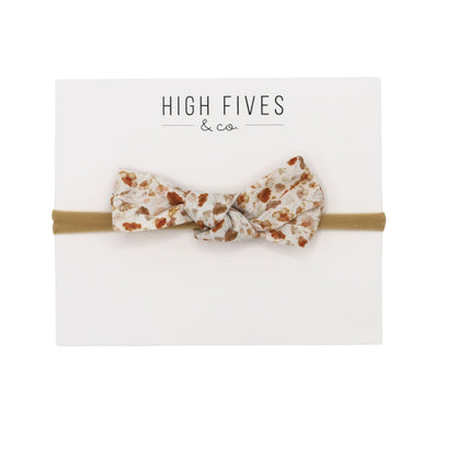 High Fives Floral Linen Knot Bow Nylon Headband