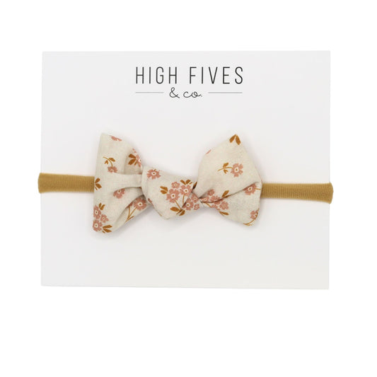 High Fives Floral Linen Knot Bow Nylon Headband