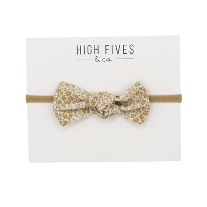 High Fives Floral Linen Knot Bow Nylon Headband