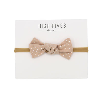 High Fives Printed Linen Knot Bow Nylon Headband