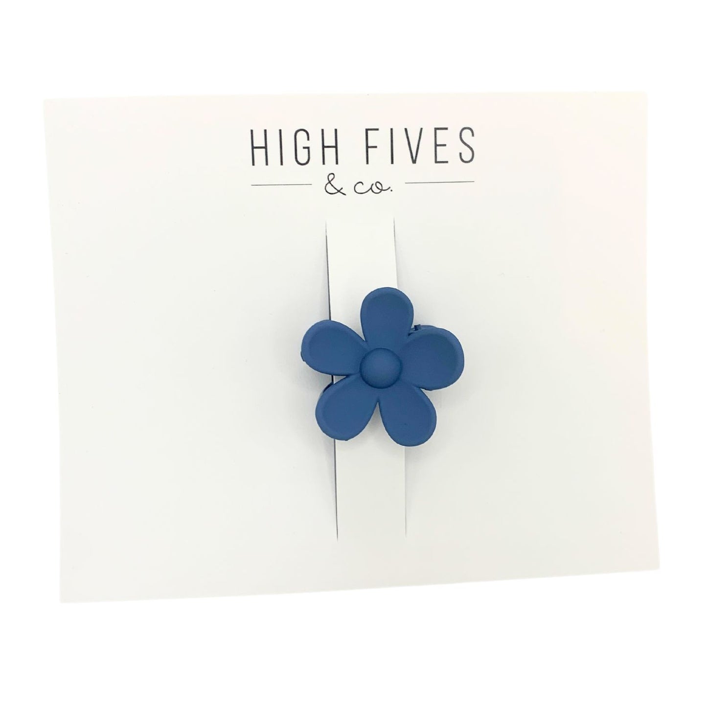 High Fives Flower Hair Claw Clips - 1.35" - Dark Dusty Blue