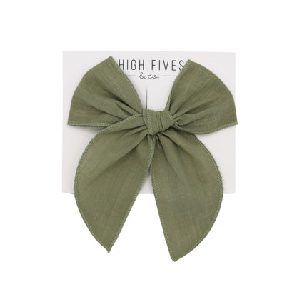 High Fives Linen Fable Bow Clip - Sage