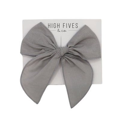 High Fives Linen Fable Bow Clip - Grey