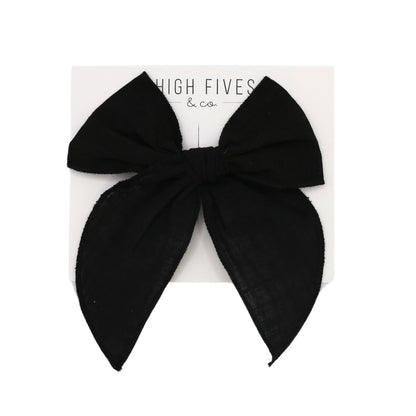 High Fives Linen Fable Bow Clip - Black