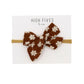 High Fives Floral Linen Bow Nylon Headband - Embroidered Daisy Rust