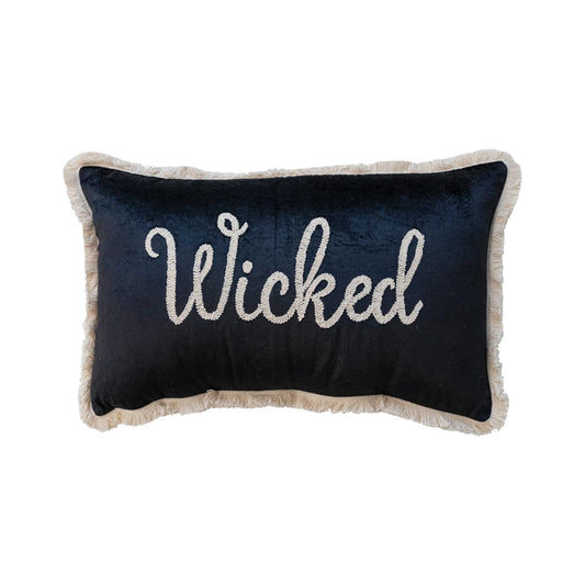 Creative Co-op Cotton Velvet Lumbar Pillow - Wicked