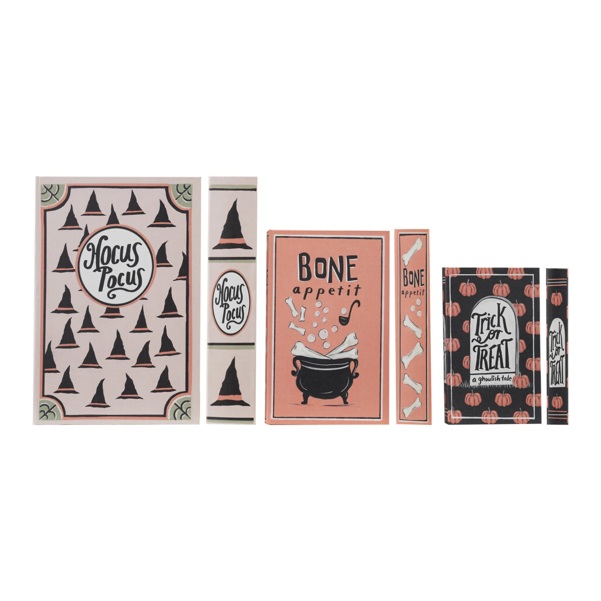 Creative Co-op Halloween Print Canvas Book Storage Boxes – Set of 3