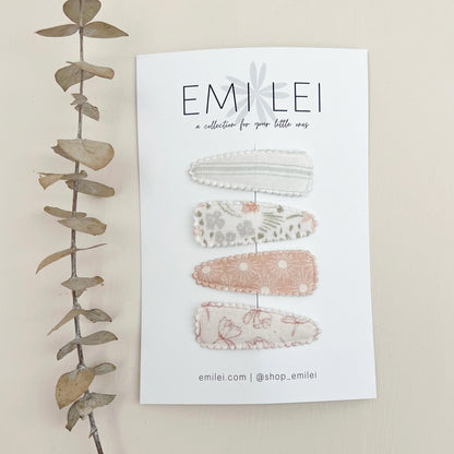 Emi Lei Fabric Barrette Hair Clip - Set of 4 - Sunburst Floral Capsule