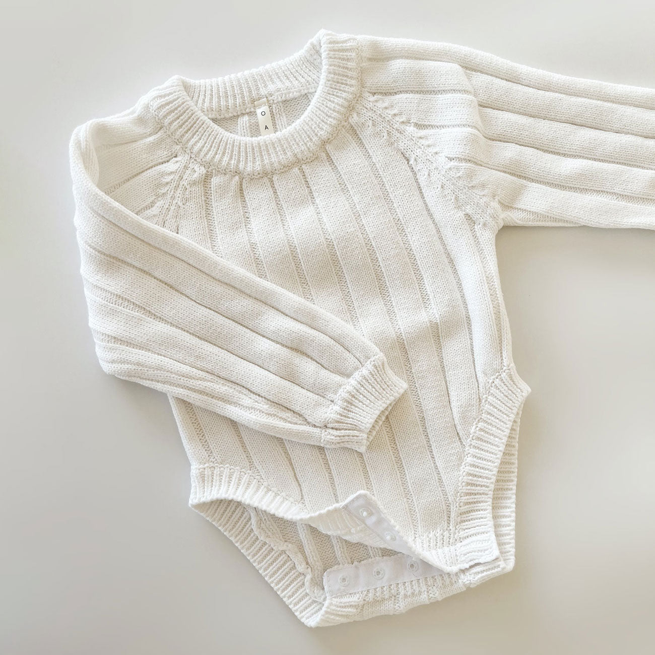 Oat and Co Wide Ribbed Knit Onesie - Dove
