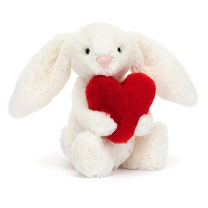 Jellycat Seasonal Little Bashful Bunny - Cream - Red Love Heart