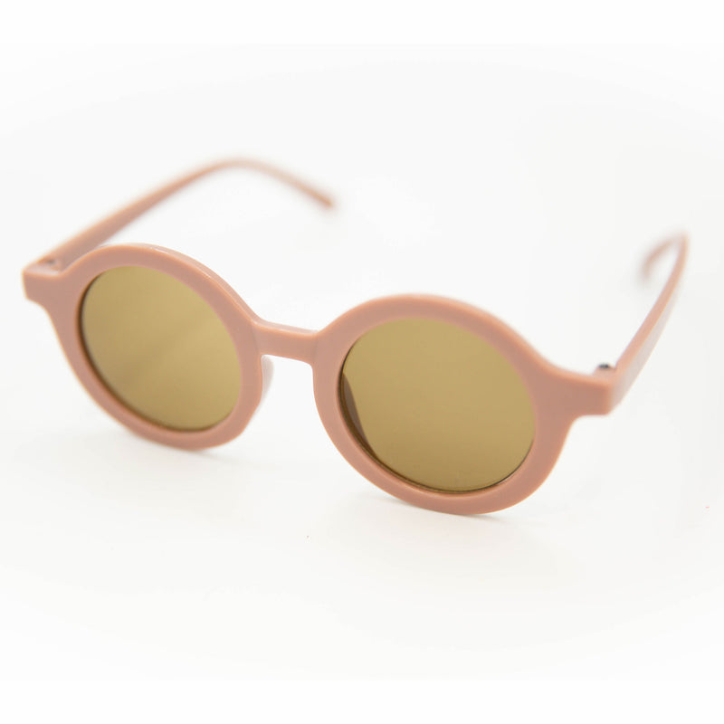 The Baby Cubby Kids' Round Retro Sunglasses - Khaki Mauve with Brown Lenses