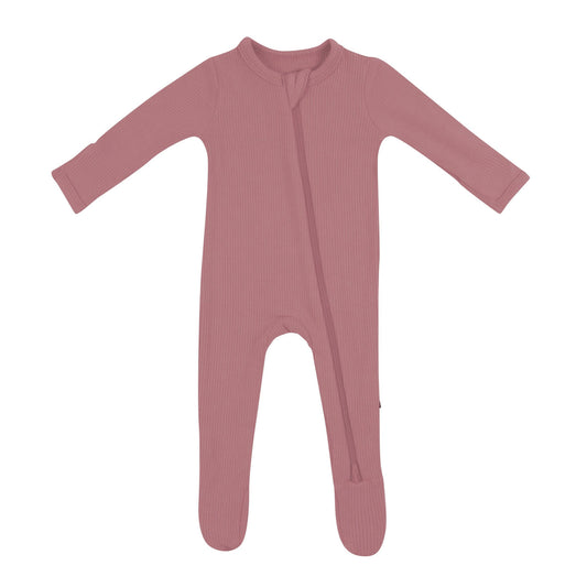 Kyte BABY Ribbed Zipper Footie - Dusty Rose