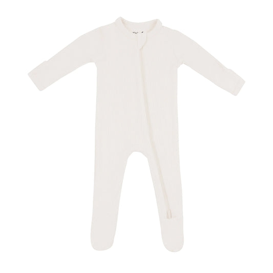 Kyte Baby Ribbed Zipper Footie - Oat