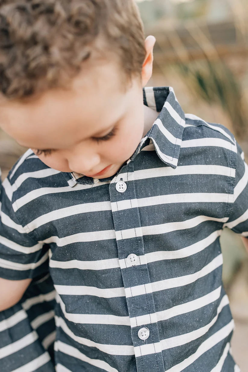 Mebie Baby Linen Button Up Shirt - Stripe