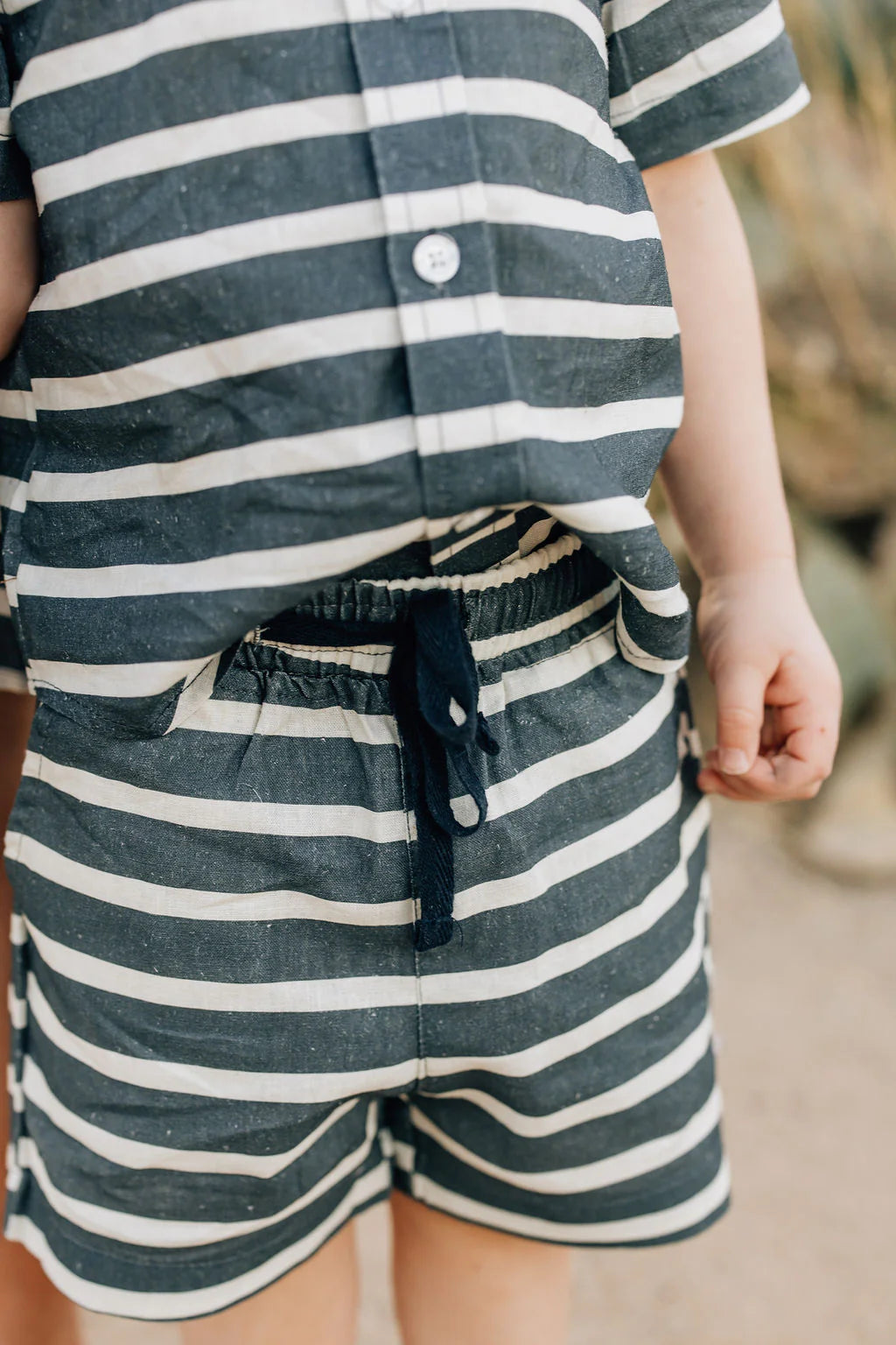 Mebie Baby Linen Cotton Shorts - Stripe