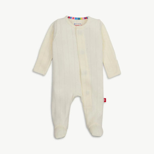 Magnetic Me Organic Cotton Pointelle Footie - Love Lines Tofu