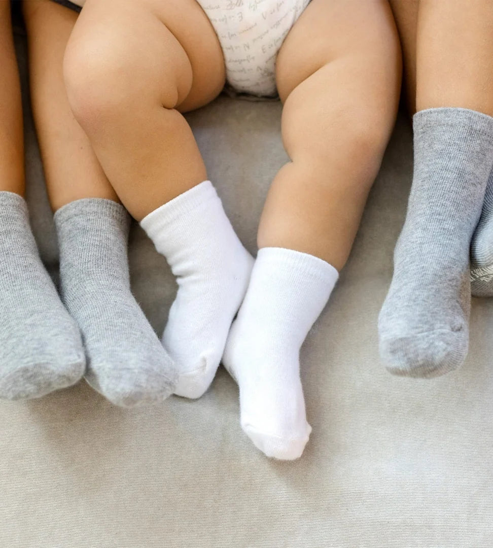 Burts Bees Solid Organic Cotton Baby Crew Socks 6 Pack - Cloud