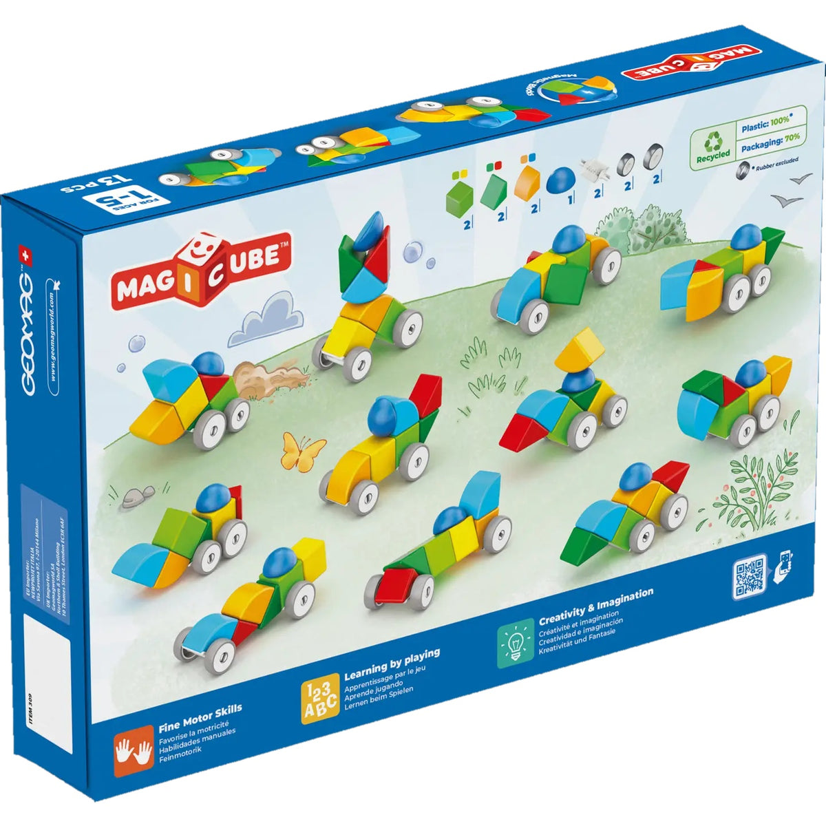 GEOMAGWORLD USA Geomag Magicube Blocks Recycled Cars 13pcs