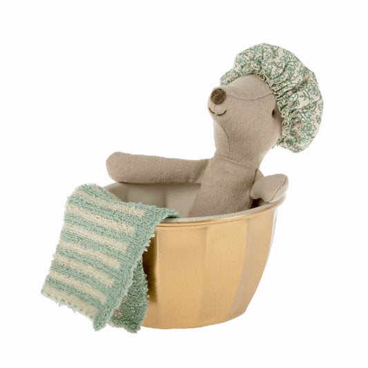 Maileg Big Sister Wellness Mouse - Mint with Gold Tub