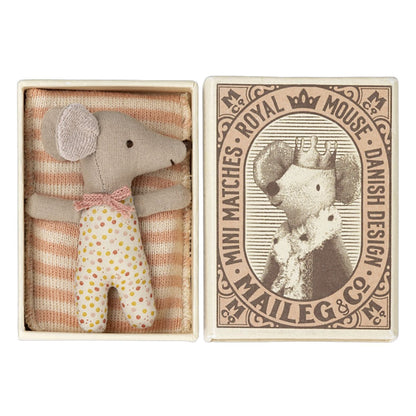 Maileg Baby Mouse in Matchbox - Sleepy Wakey - Rose