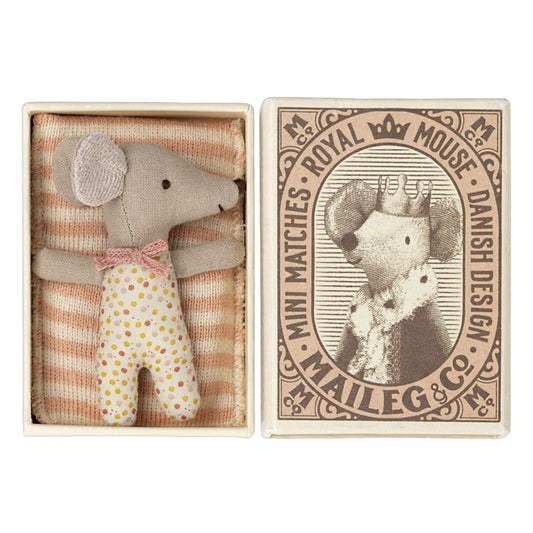 Maileg Baby Mouse in Matchbox - Sleepy Wakey - Rose