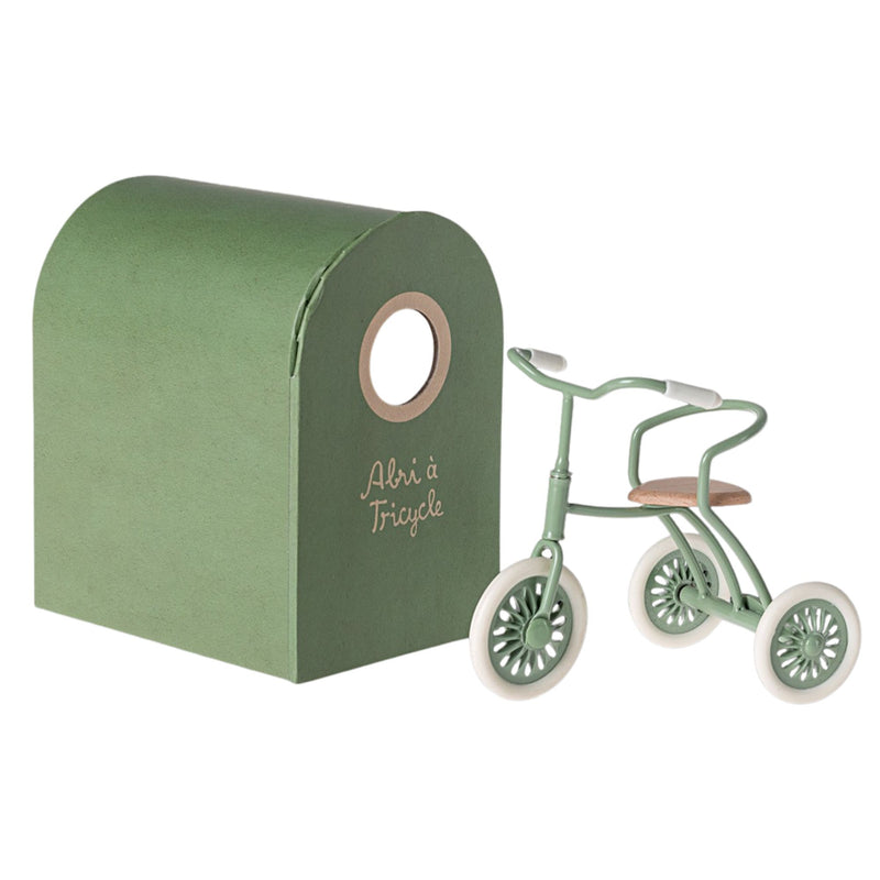 Maileg Mouse Abri A Tricycle - Green