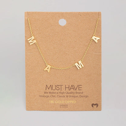 Fame Dainty Mama Station Charm Necklace - Gold