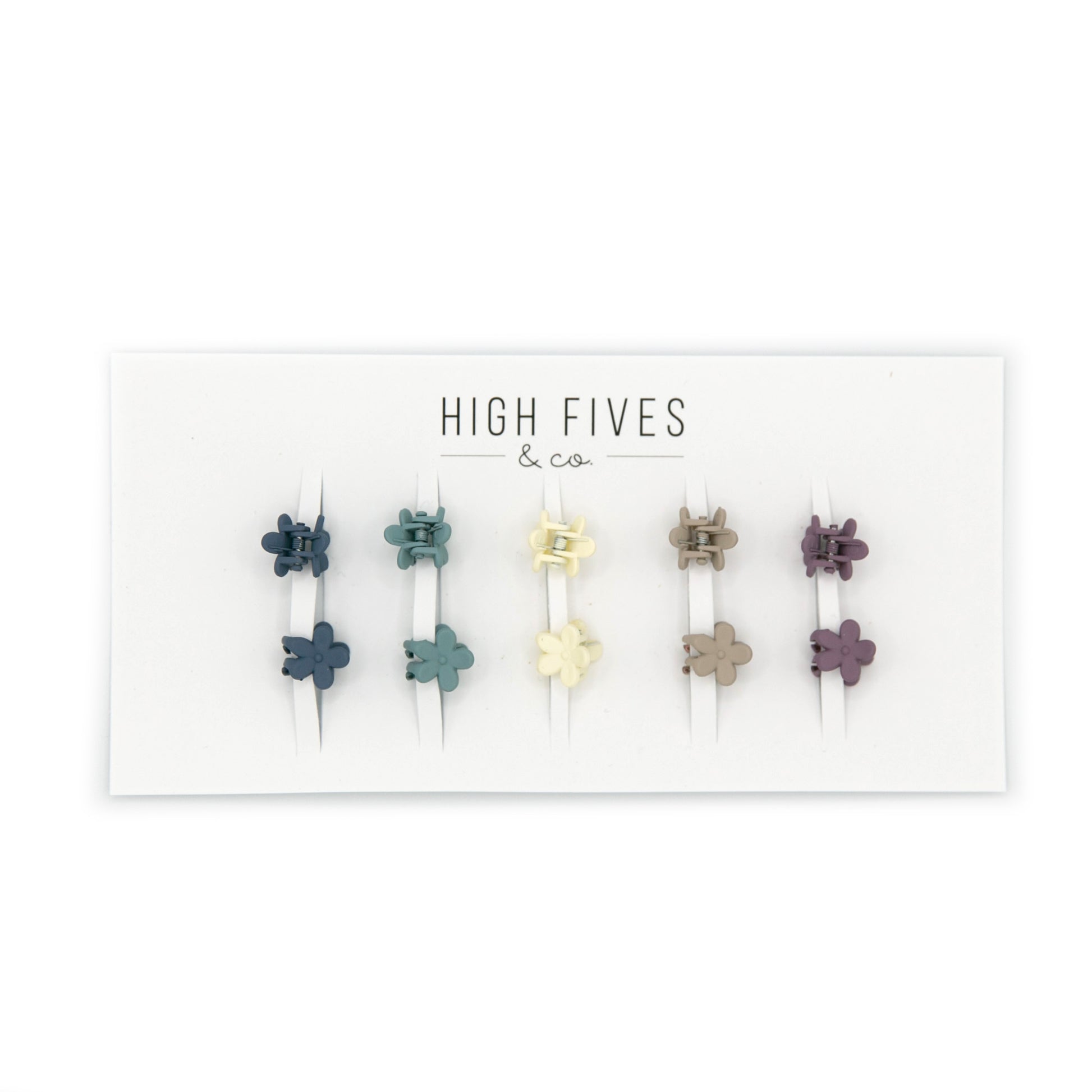 High Fives Mini Flower Hair Claw Clips 1.4cm - Set of 10 - Matte Cool Tones