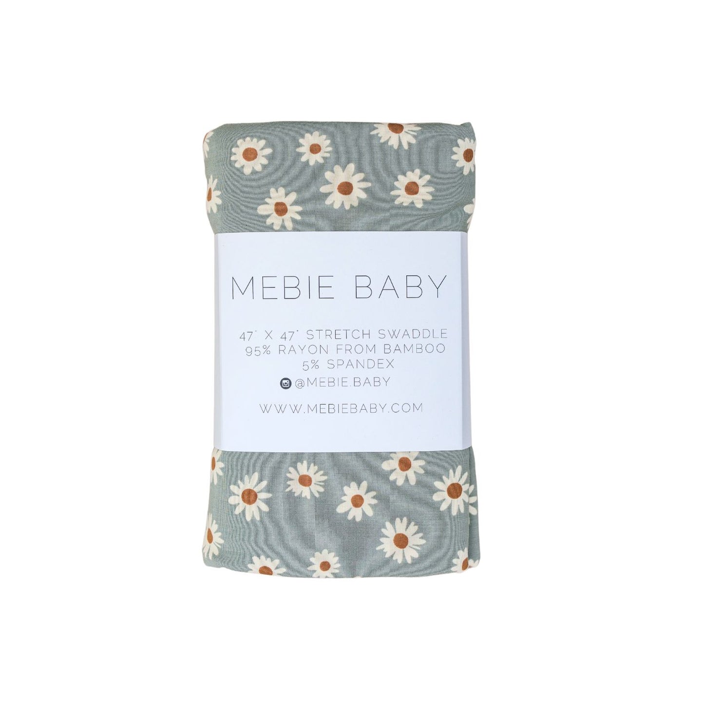 Mebie Baby Bamboo Stretch Swaddle Blanket - Light Green Daisy