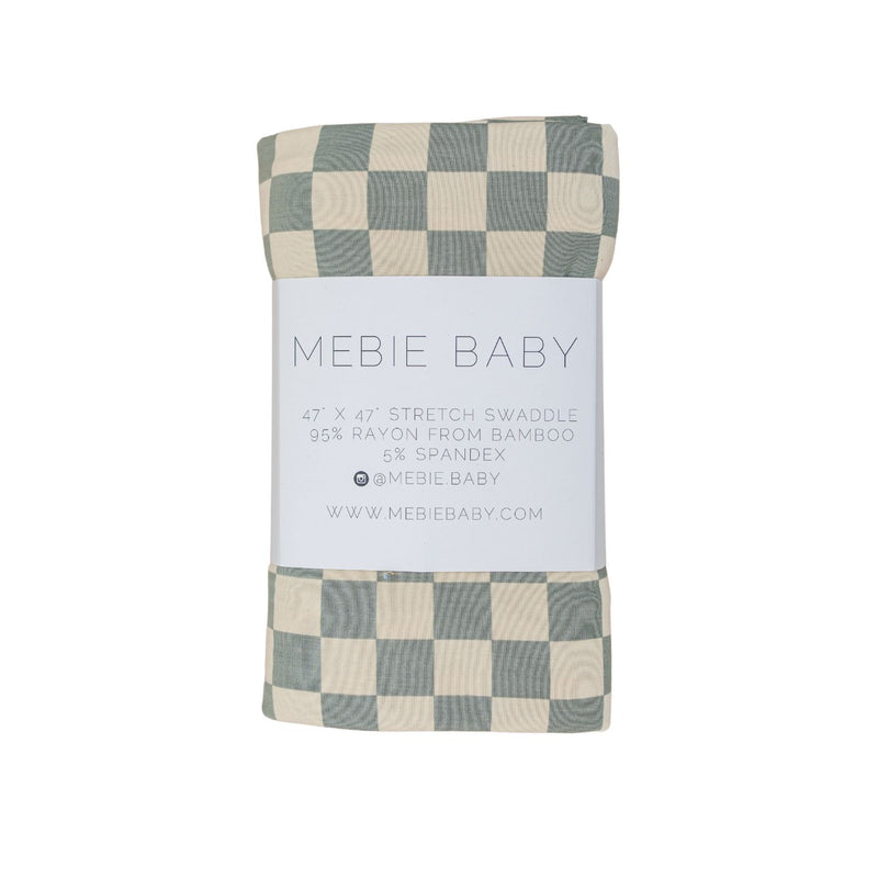 Mebie Baby Bamboo Stretch Swaddle Blanket - Light Green Checkered
