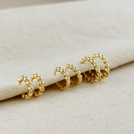 Miel & Gold Mini Beaded Clicker Hoop Earrings 18k Gold Filled