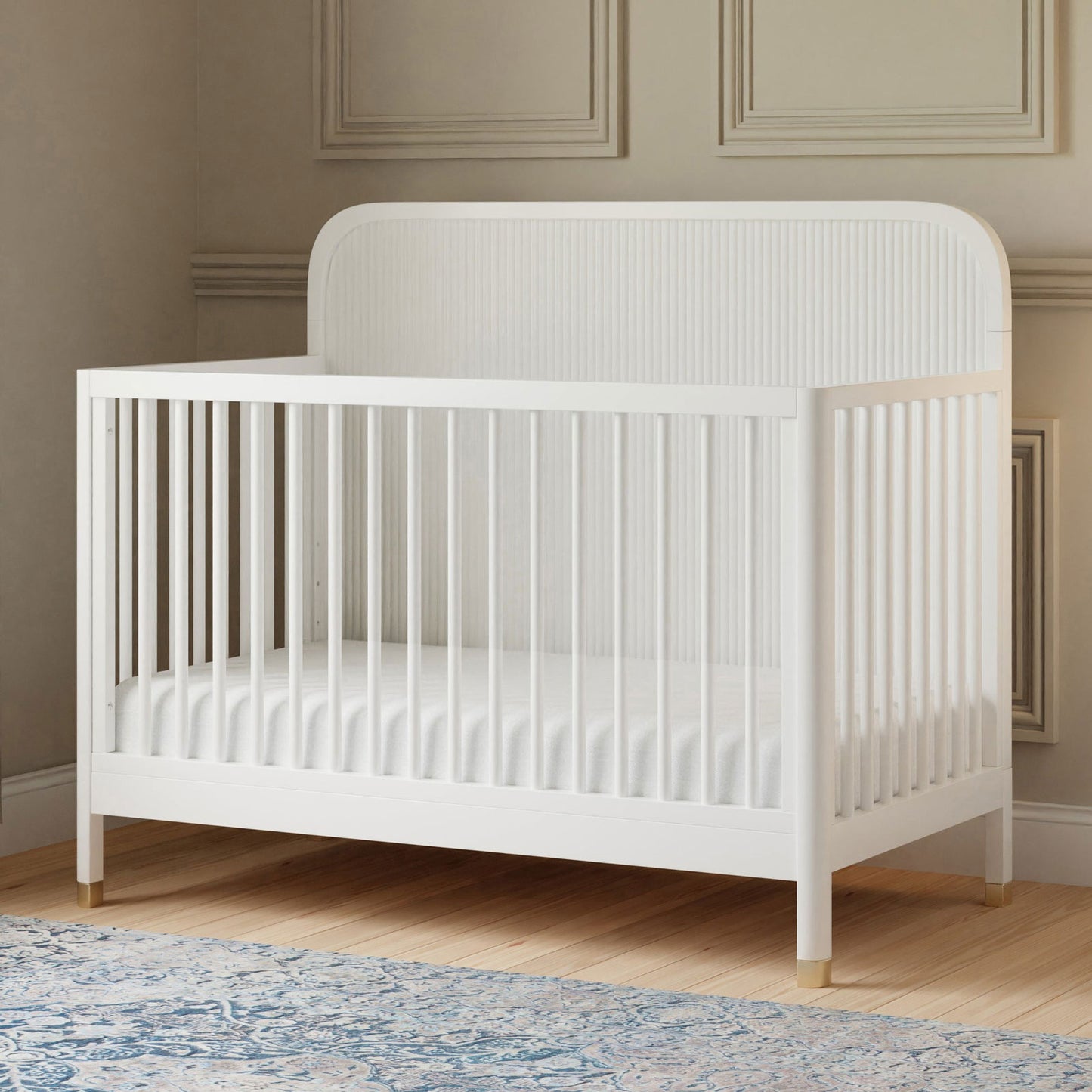 Namesake Brimsley Tambour 4-in-1 Convertible Crib - Warm White in nursery