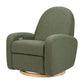  Babyletto Nami Electronic Recliner and Swivel Glider with USB Port - Olive Boucle with Light Wood Base