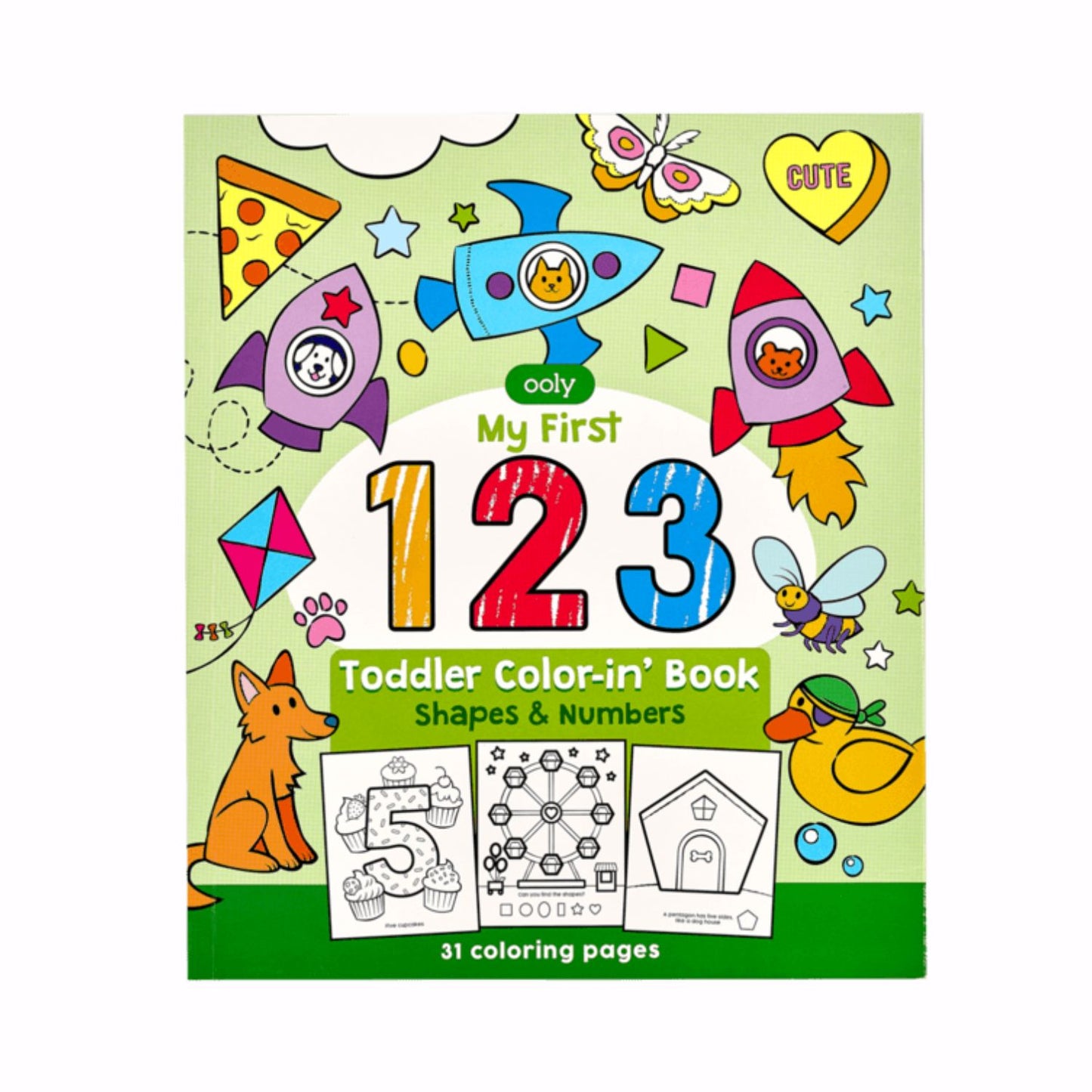 OOLY Toddler Coloring Book - 123 Shapes & Numbers