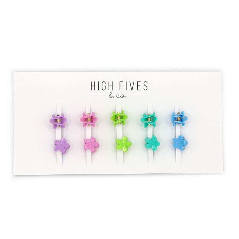 High Fives Mini Flower Hair Claw Clips 1.4cm - Set of 10 - Original Cool Tones