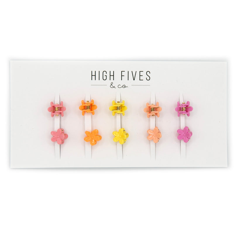High Fives Mini Flower Hair Claw Clips 1.4cm - Set of 10 - Original Warm Tones