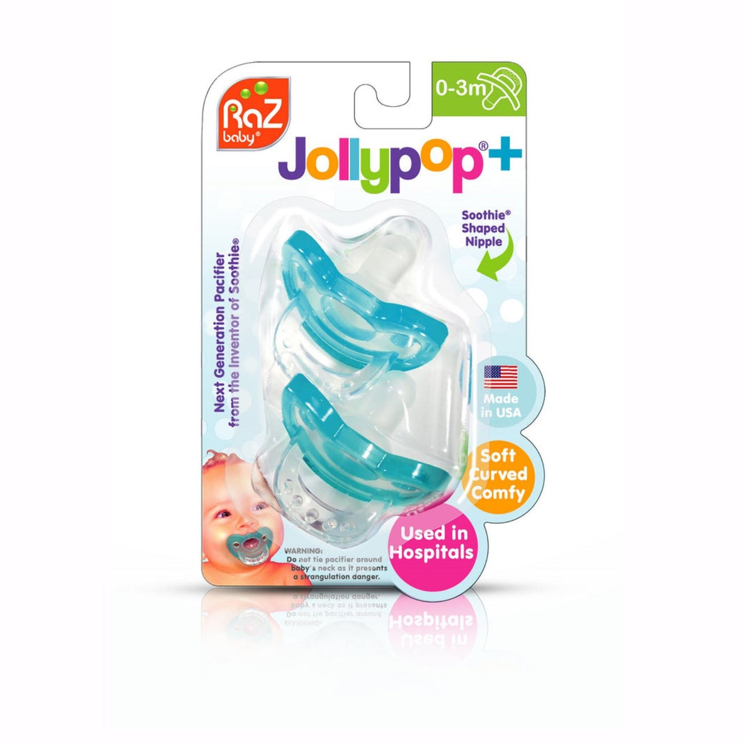 2-Pack Jollypop Pacifier - Teal - RAZB