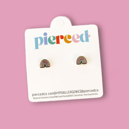 Pierced Co Rainbow Screw-Back Child Earrings - Pastel Rainbow
